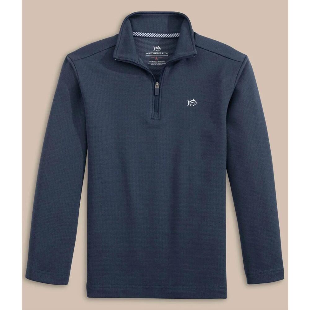 NEW SOUTHERN TIDE boy's schooner quarter zip sweater in dress blue